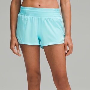 Lululemon 4 Cyan Blue Hotty Hot High-Rise Lined Shorts 2.5 inseam